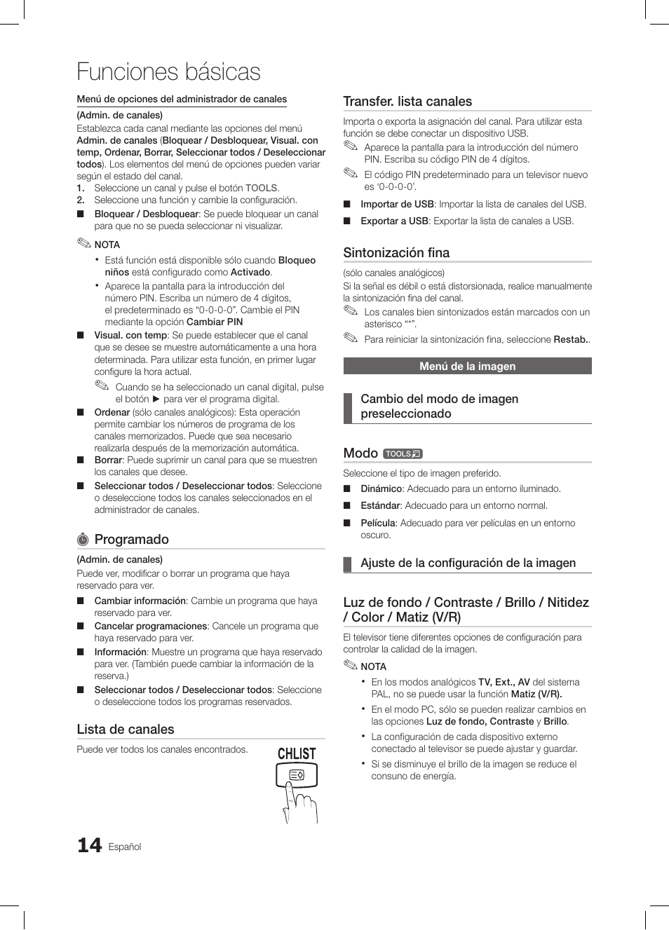Funciones básicas | Samsung LE26C350D1W User Manual | Page 81 / 201