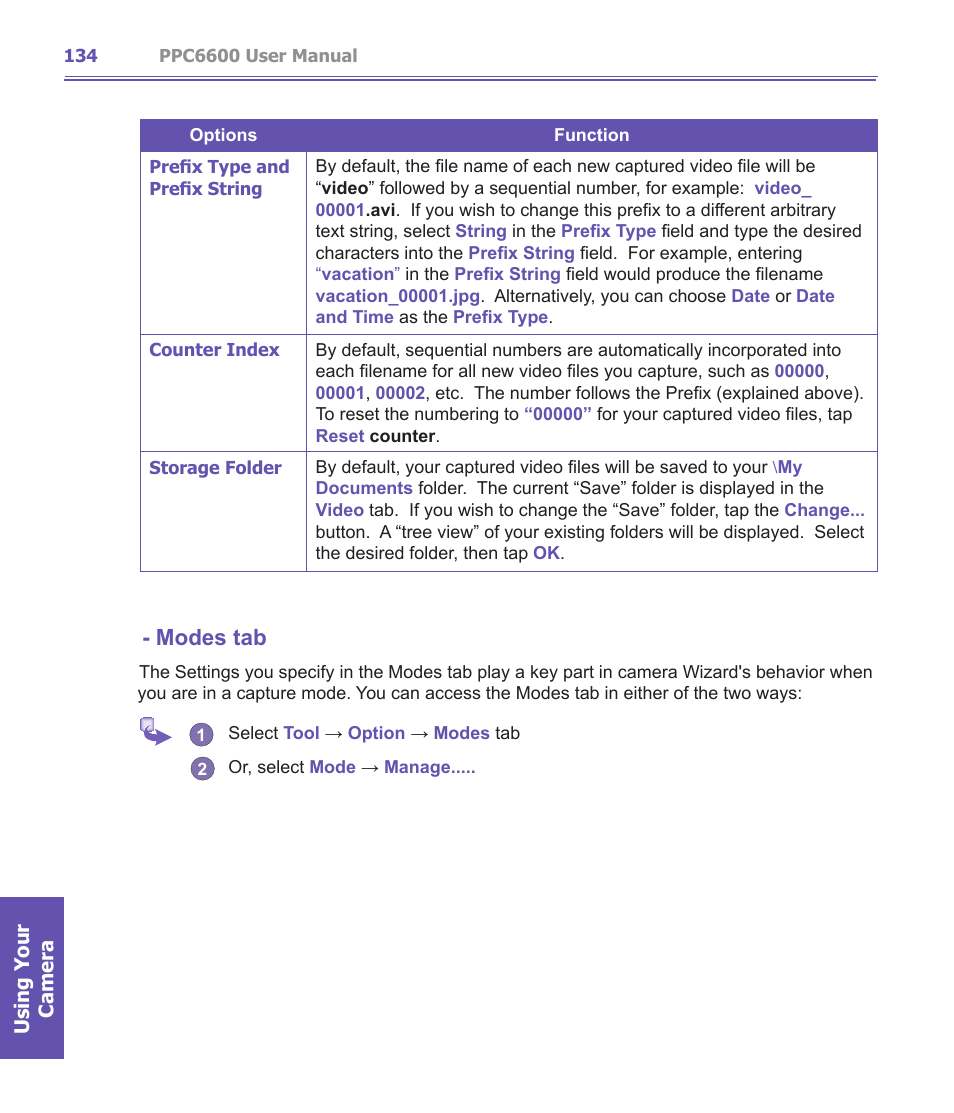 Modes tab | Audiovox PPC-6600 User Manual | Page 135 / 167