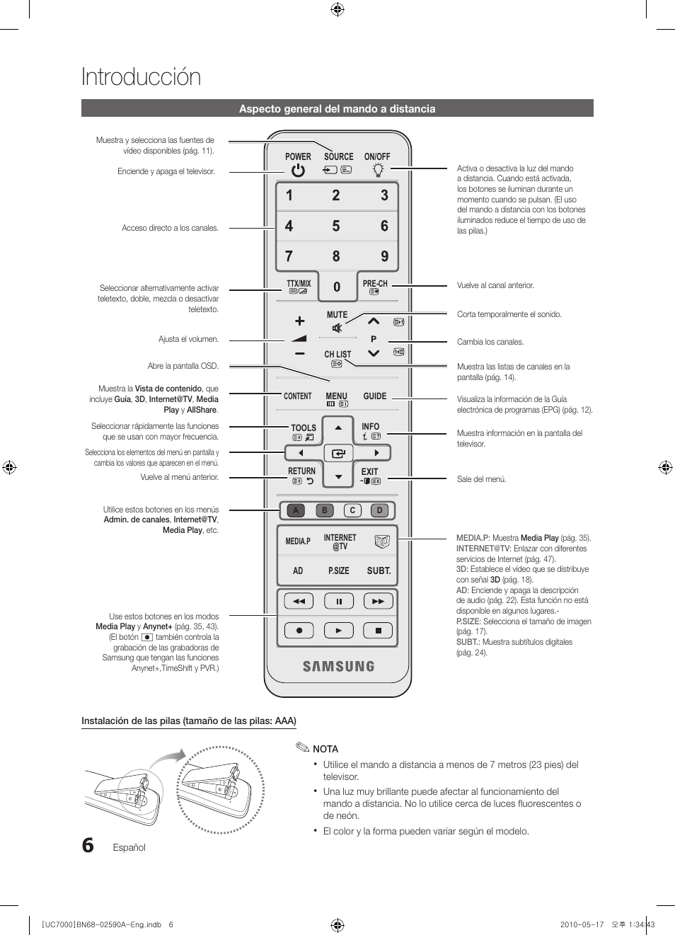 Introducción | Samsung UE40C7000WW User Manual | Page 130 / 374