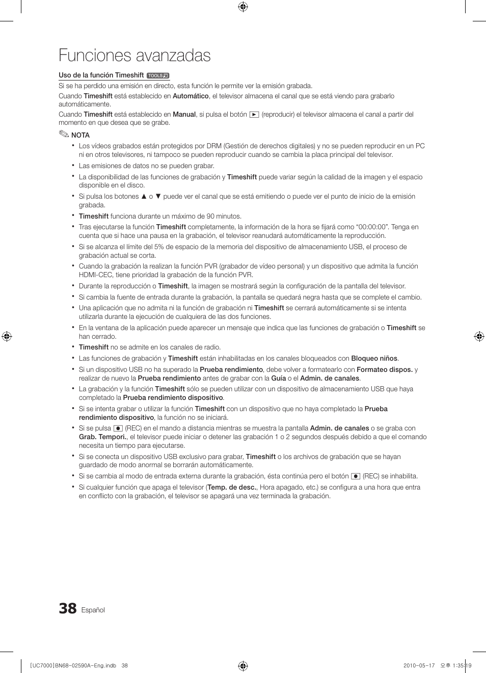 Funciones avanzadas | Samsung UE40C7000WW User Manual | Page 162 / 374