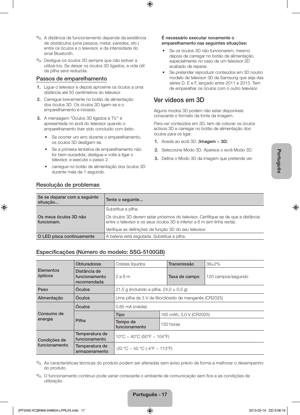 Ver vídeos em 3d | Samsung PS51F5500AW User Manual | Page 89 / 97