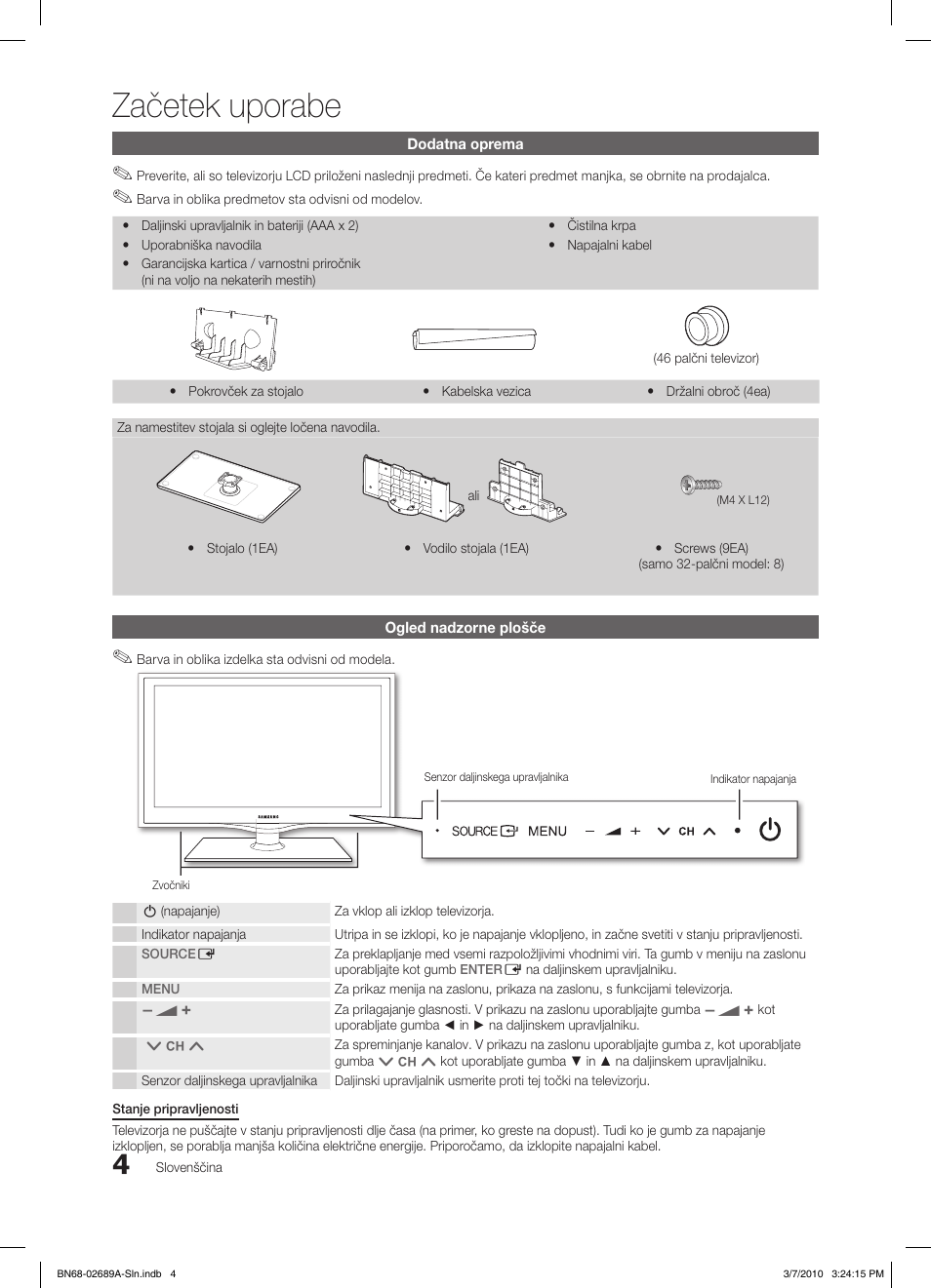 Začetek uporabe | Samsung LE46C630K1W User Manual | Page 200 / 296