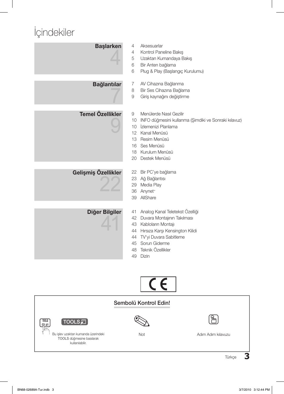 Içindekiler | Samsung LE46C630K1W User Manual | Page 248 / 296