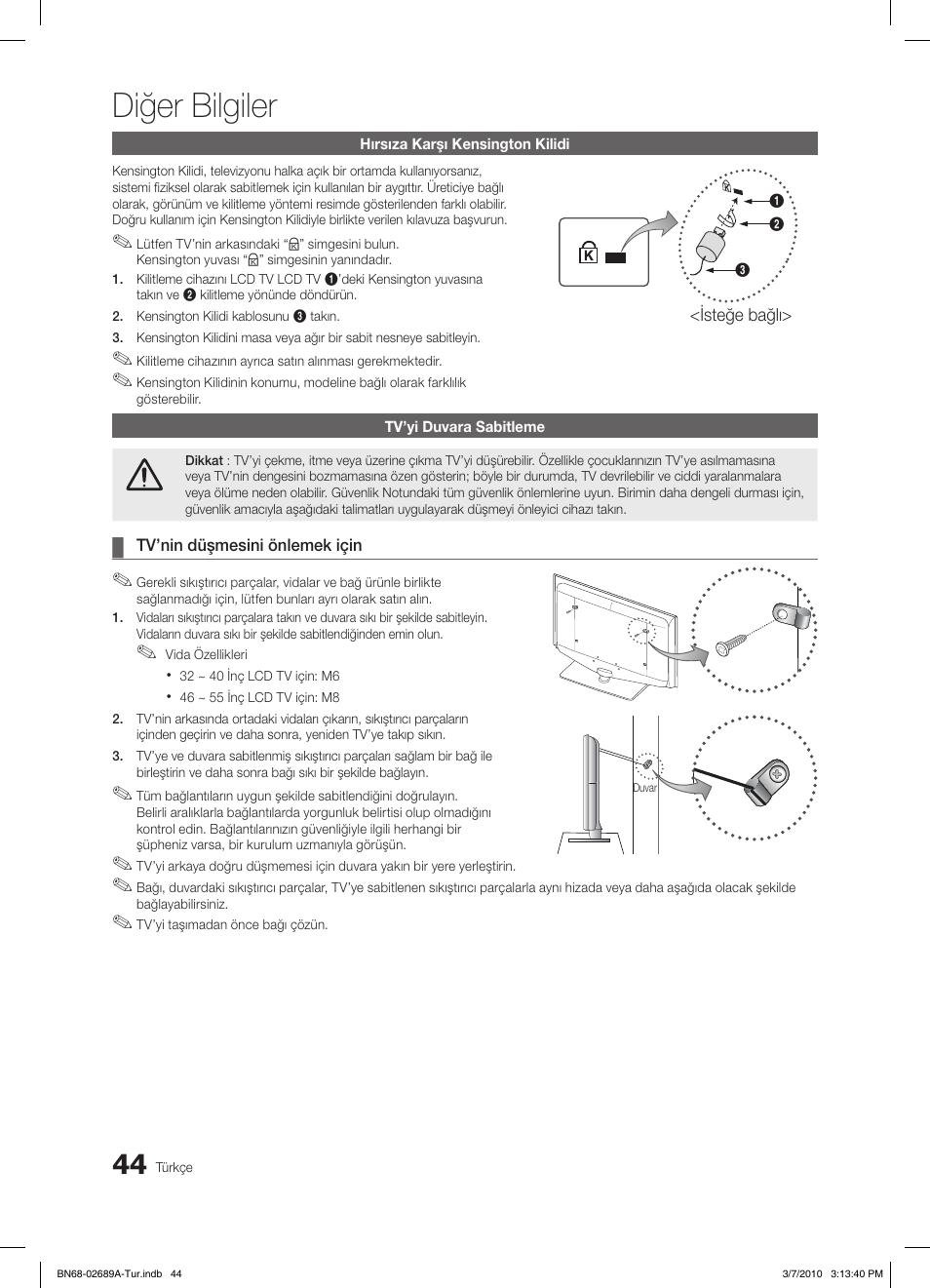 Diğer bilgiler | Samsung LE46C630K1W User Manual | Page 289 / 296