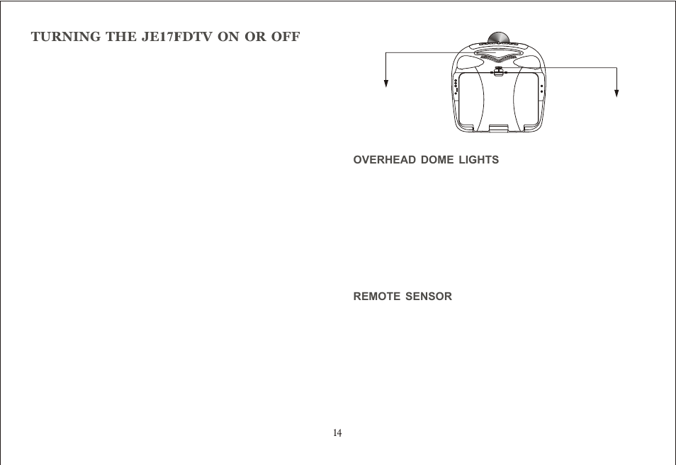 Turning the je 17f dtv on or off | Audiovox Jensen JE17FDTV User Manual | Page 14 / 39