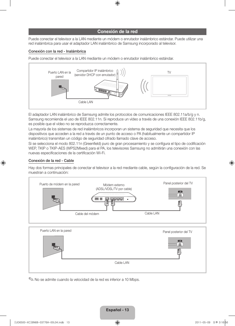 Conexión de la red | Samsung UE32D6510WS User Manual | Page 53 / 82