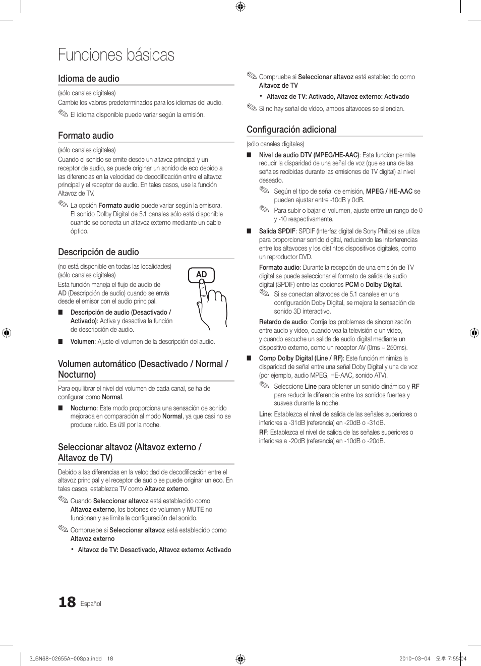 Funciones básicas | Samsung UE22C4000PW User Manual | Page 102 / 253