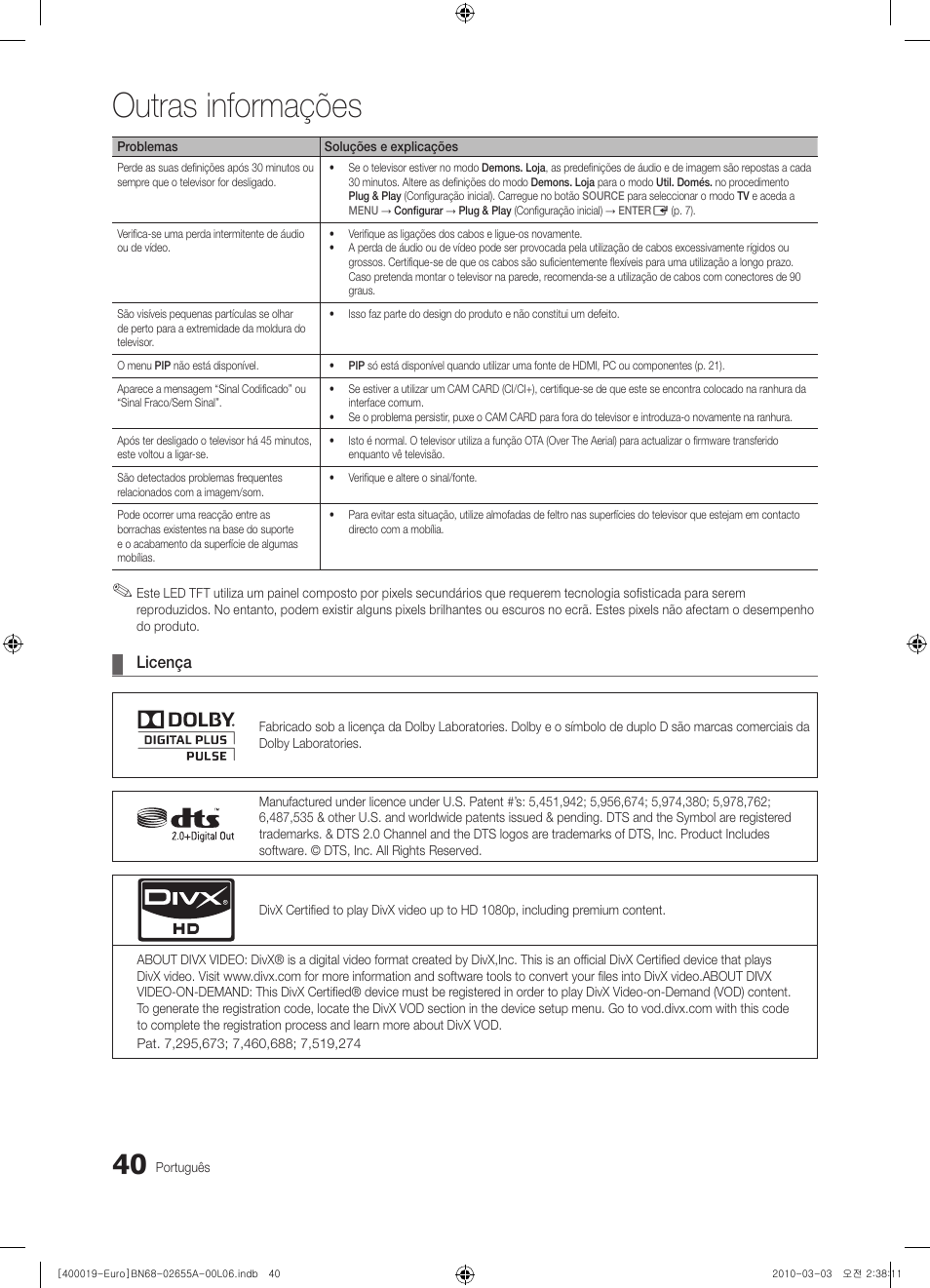 Outras informações | Samsung UE22C4000PW User Manual | Page 166 / 253