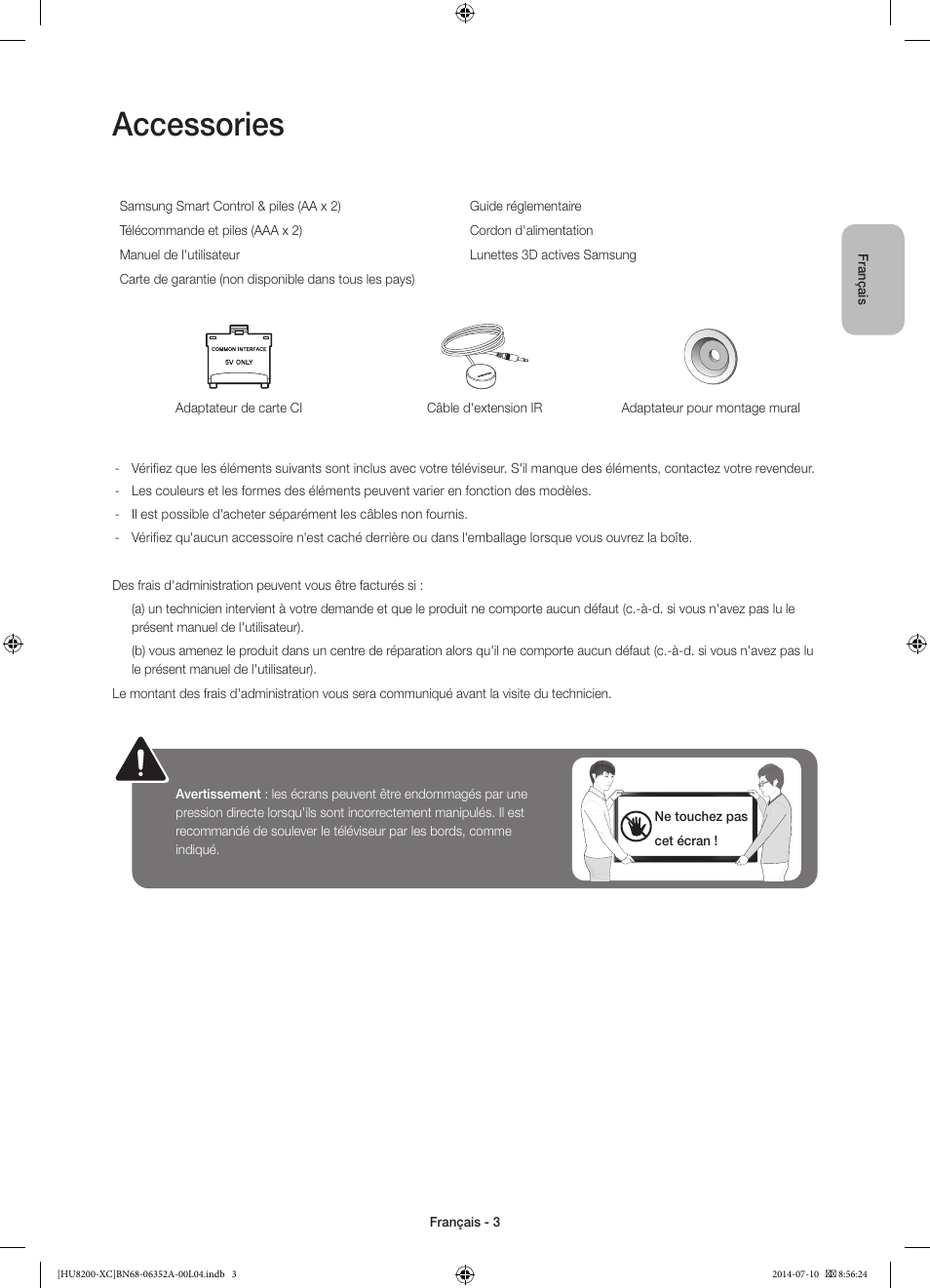 Accessories | Samsung UE65HU8200L User Manual | Page 27 / 97