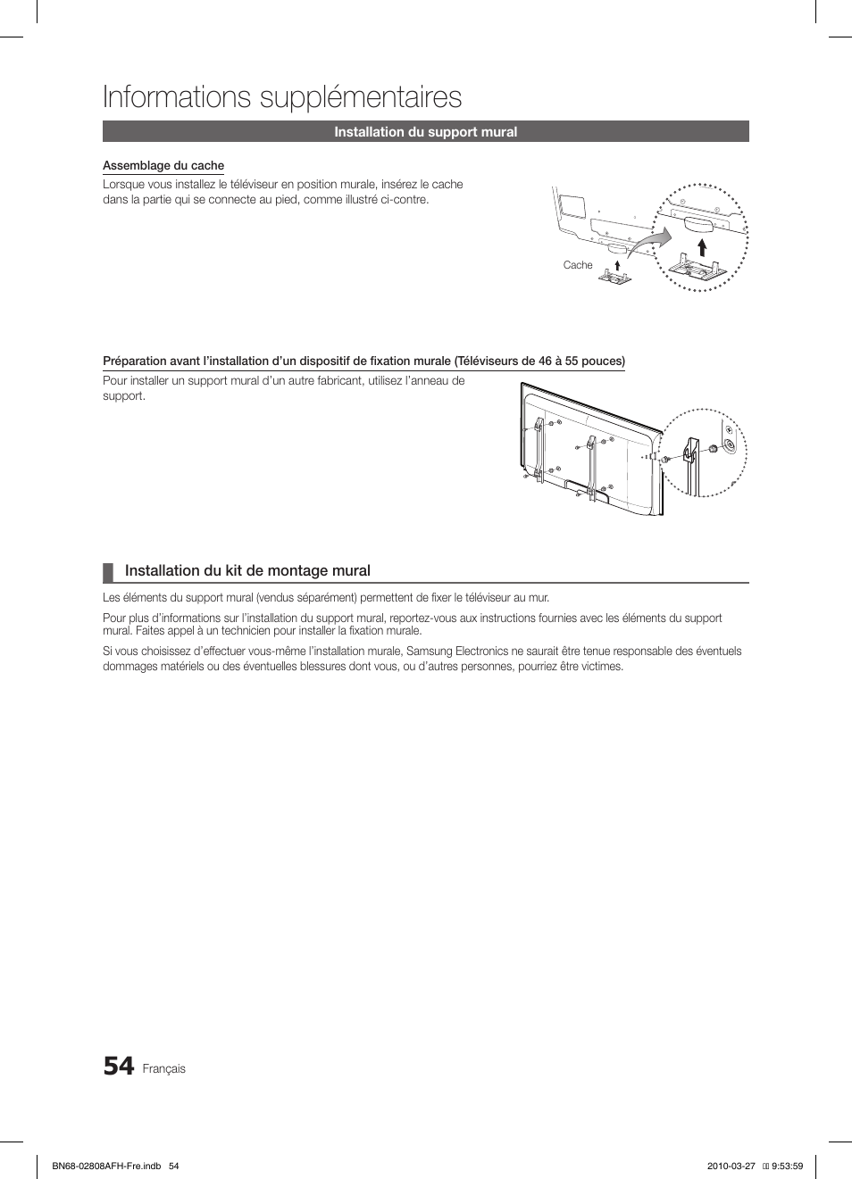 Informations supplémentaires | Samsung LE46C750R2W User Manual | Page 115 / 368