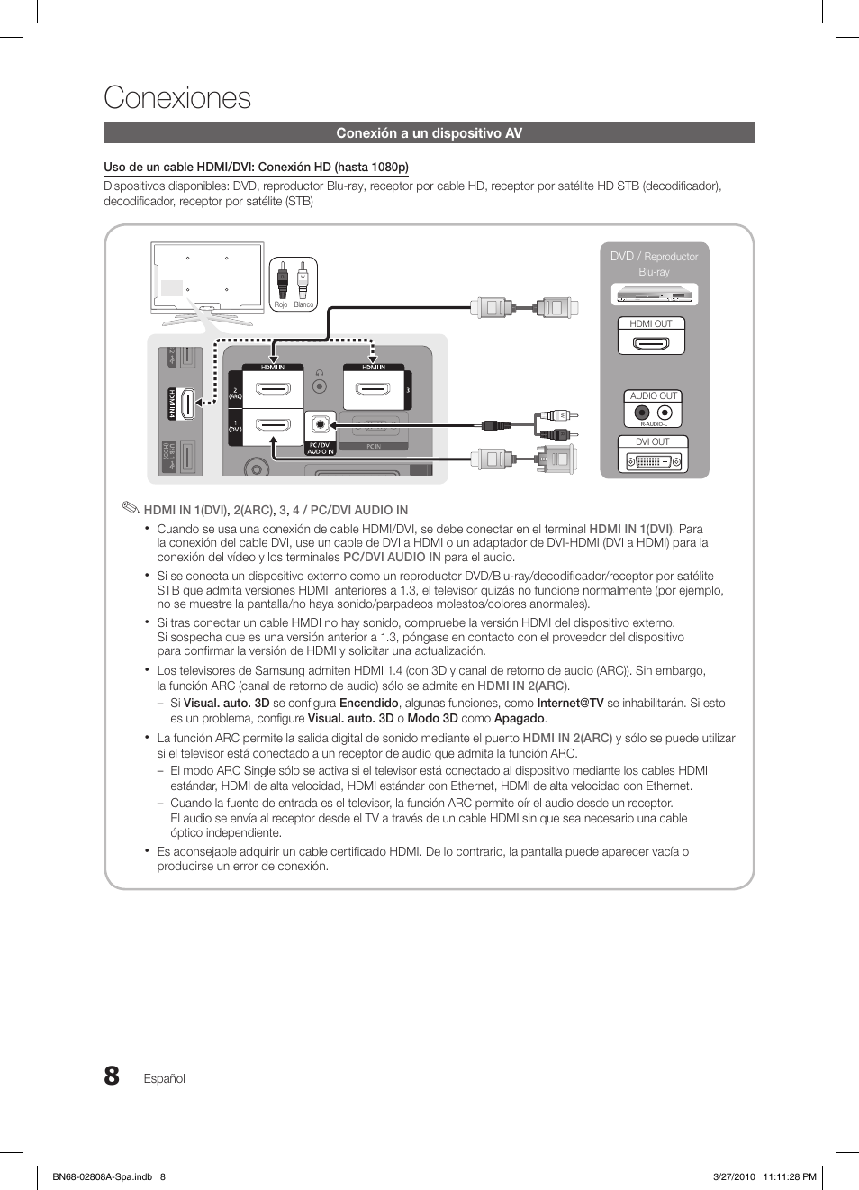 Conexiones | Samsung LE46C750R2W User Manual | Page 130 / 368