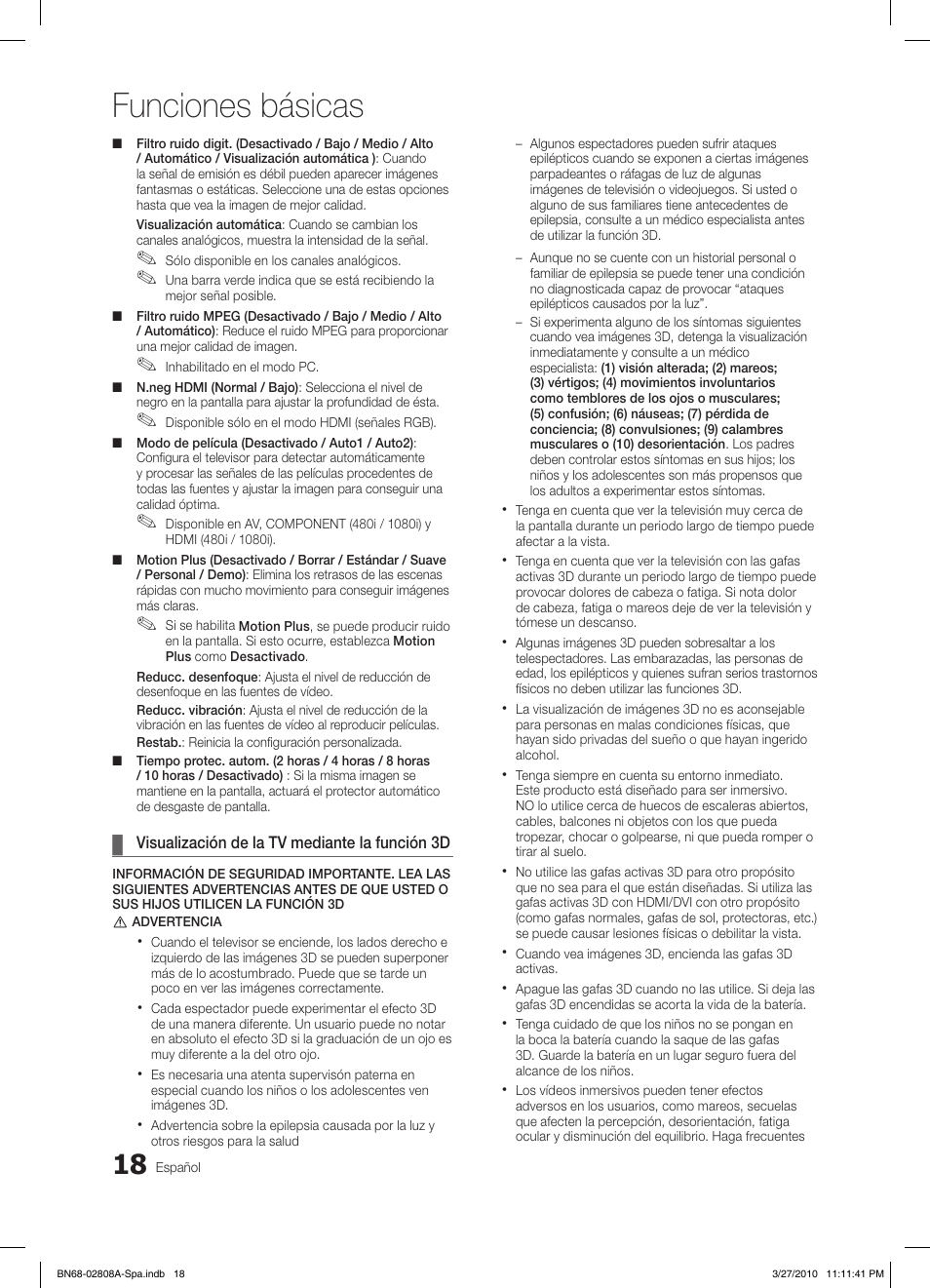 Funciones básicas | Samsung LE46C750R2W User Manual | Page 140 / 368