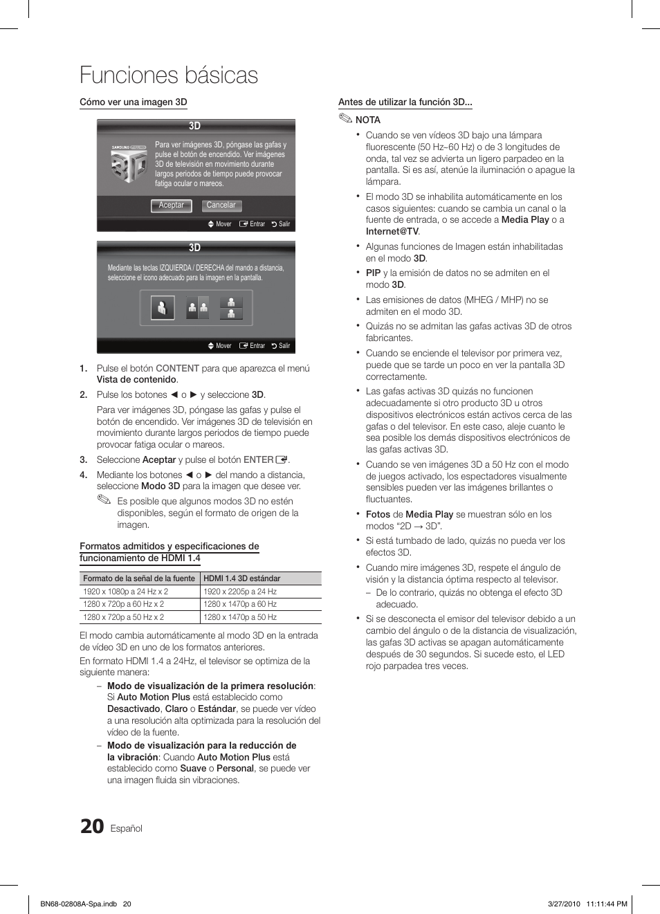 Funciones básicas | Samsung LE46C750R2W User Manual | Page 142 / 368