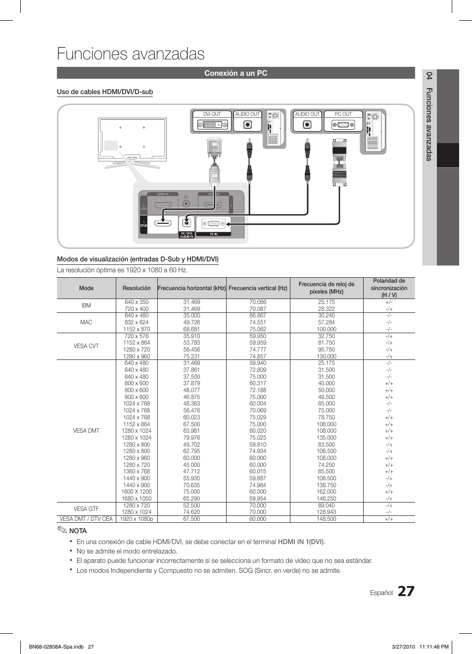 Funciones avanzadas | Samsung LE46C750R2W User Manual | Page 149 / 368