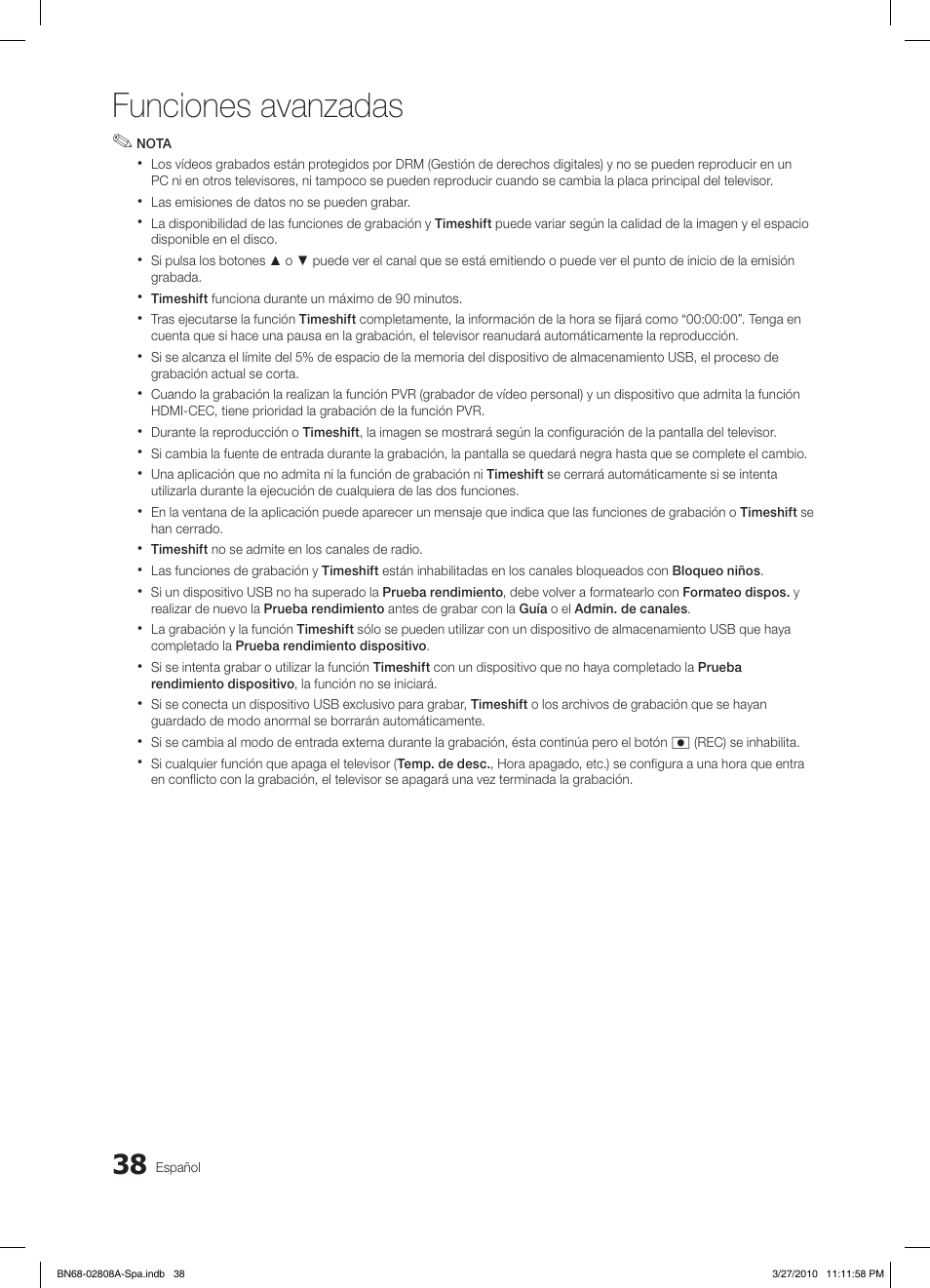 Funciones avanzadas | Samsung LE46C750R2W User Manual | Page 160 / 368