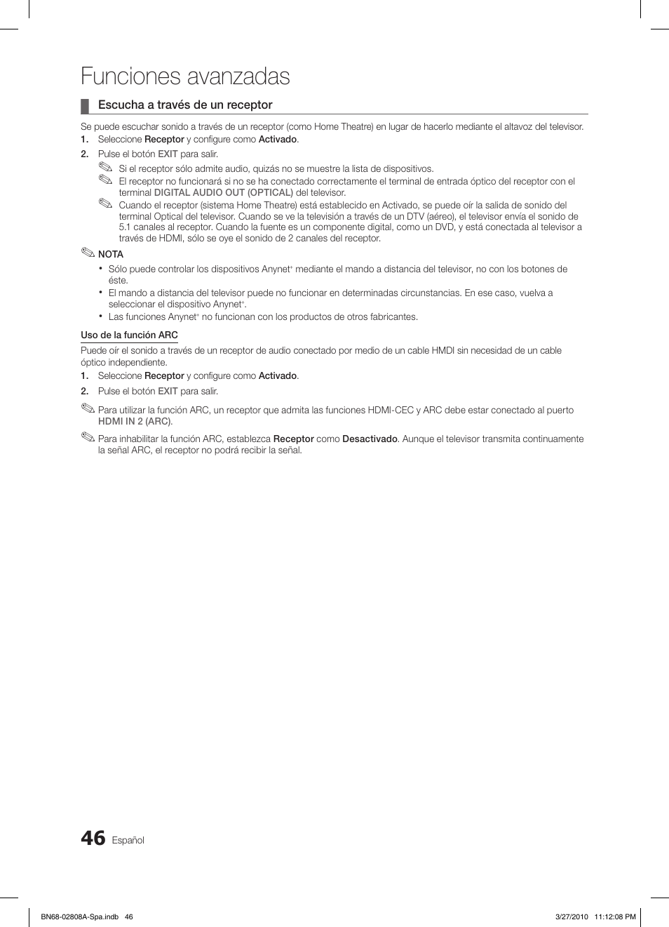 Funciones avanzadas | Samsung LE46C750R2W User Manual | Page 168 / 368
