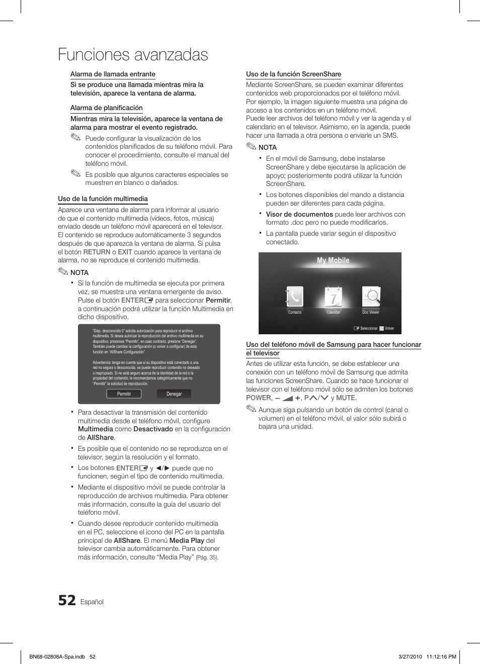 Funciones avanzadas | Samsung LE46C750R2W User Manual | Page 174 / 368