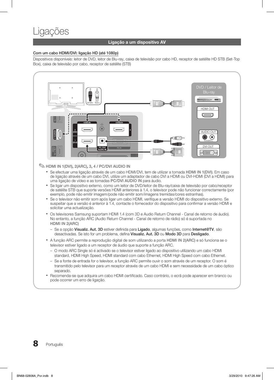 Ligações | Samsung LE46C750R2W User Manual | Page 191 / 368