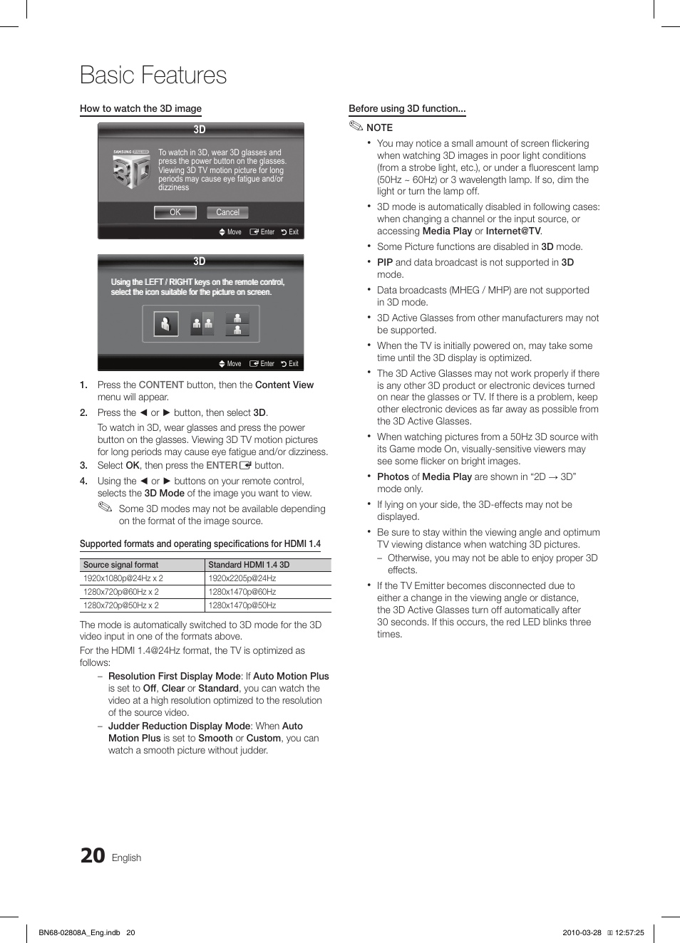 Basic features | Samsung LE46C750R2W User Manual | Page 20 / 368