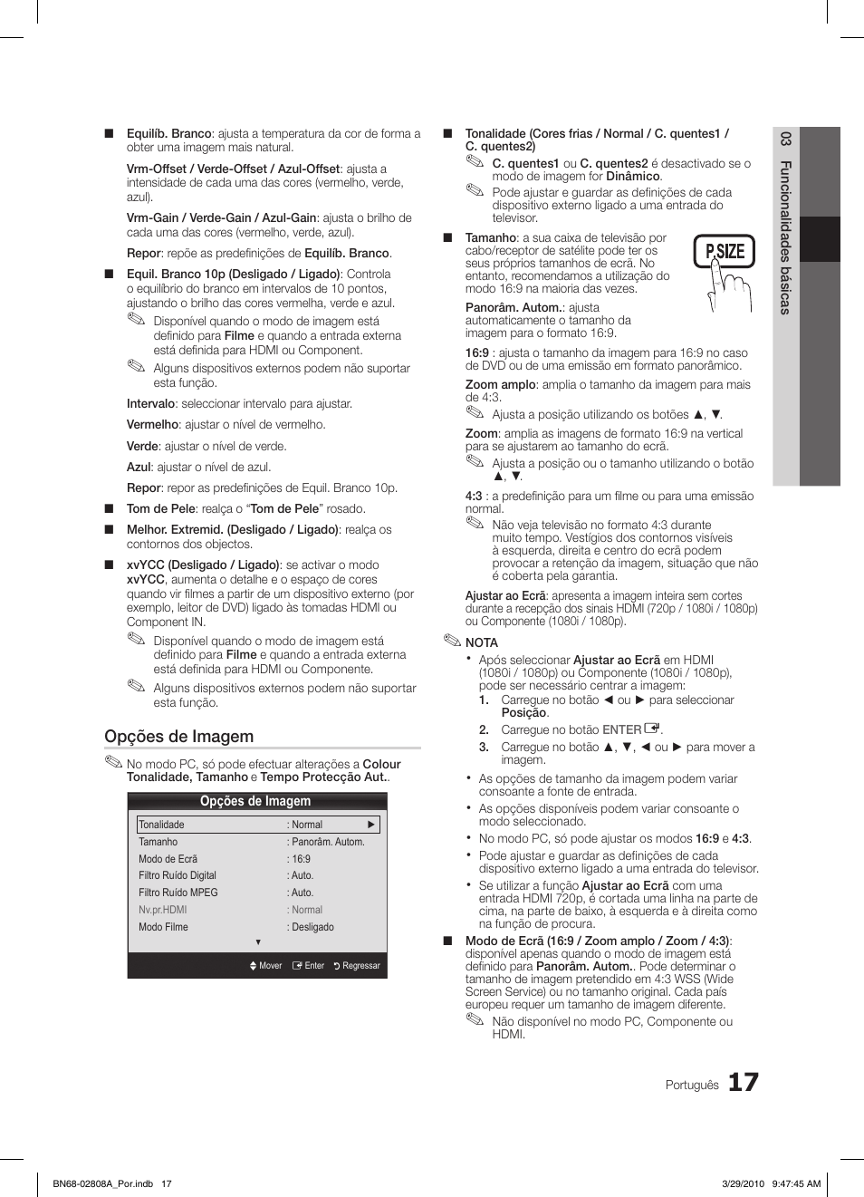 Opções de imagem | Samsung LE46C750R2W User Manual | Page 200 / 368