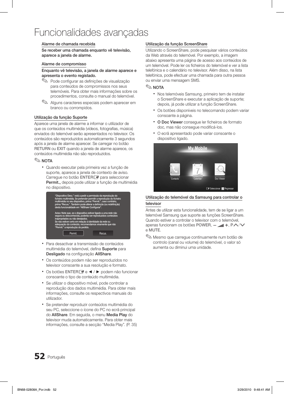 Funcionalidades avançadas | Samsung LE46C750R2W User Manual | Page 235 / 368