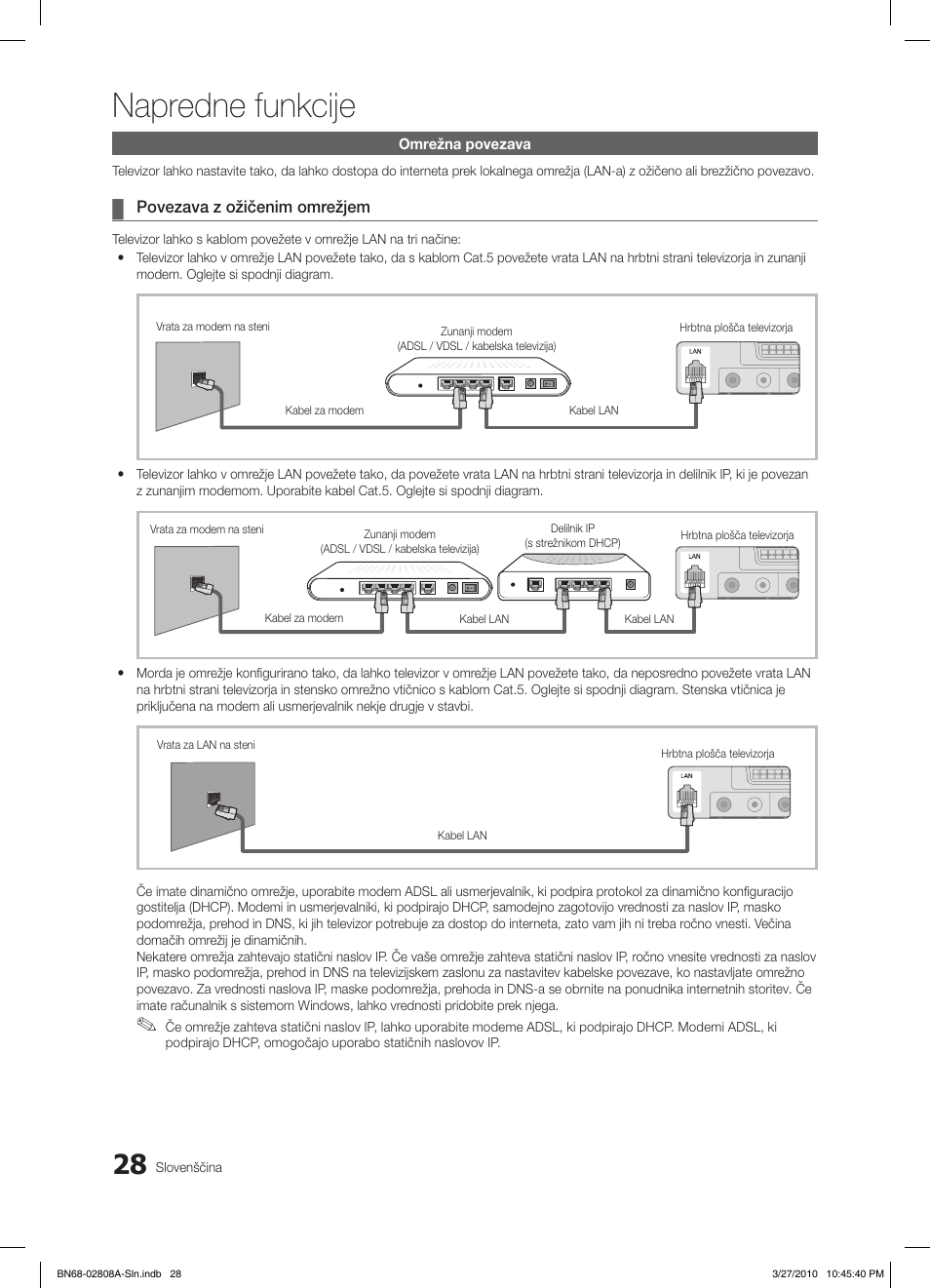 Napredne funkcije | Samsung LE46C750R2W User Manual | Page 272 / 368