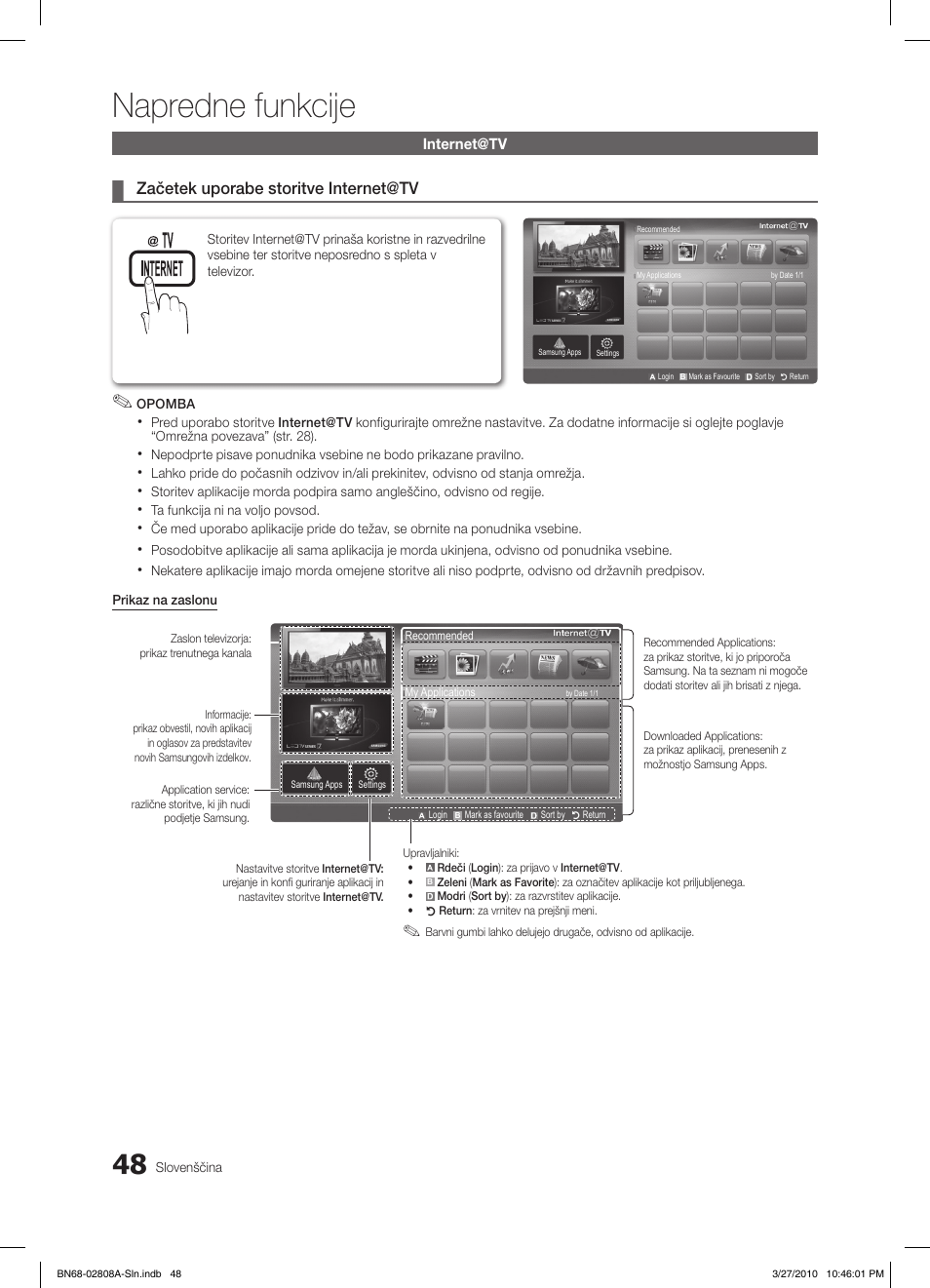 Napredne funkcije | Samsung LE46C750R2W User Manual | Page 292 / 368