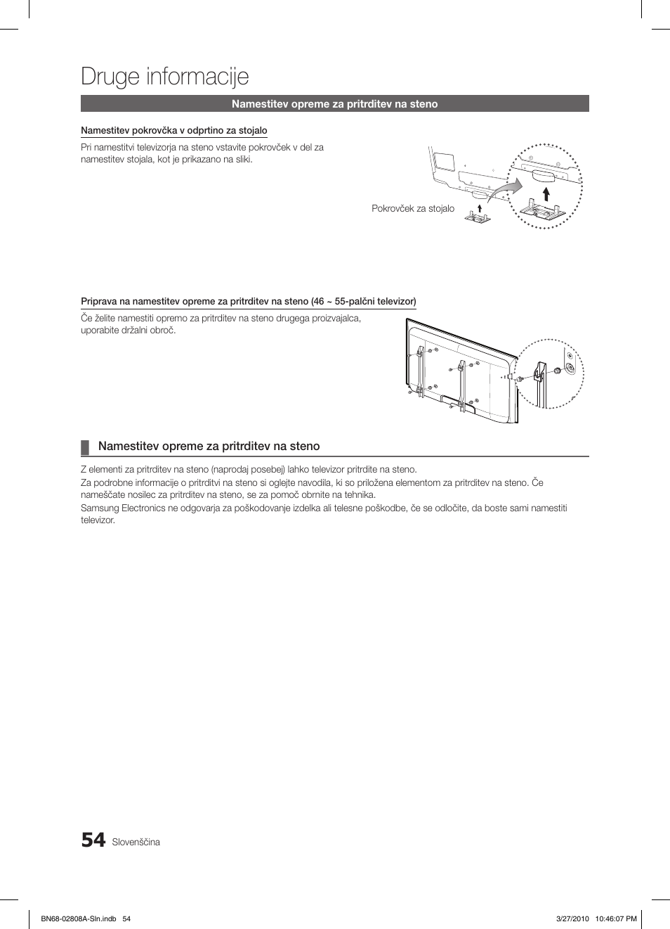 Druge informacije | Samsung LE46C750R2W User Manual | Page 298 / 368