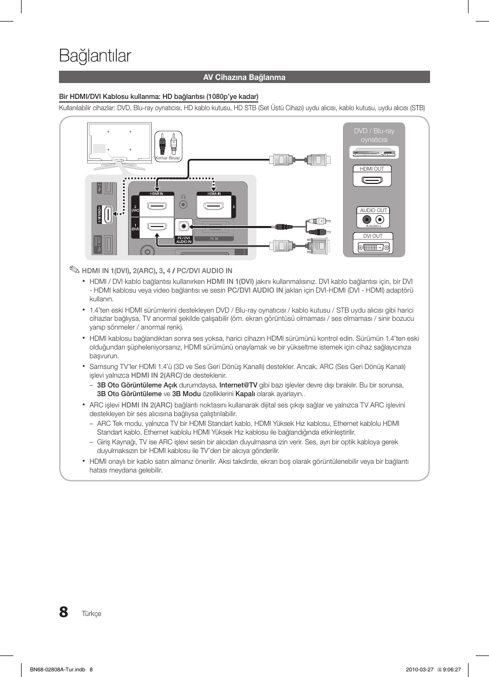 Bağlantılar | Samsung LE46C750R2W User Manual | Page 313 / 368