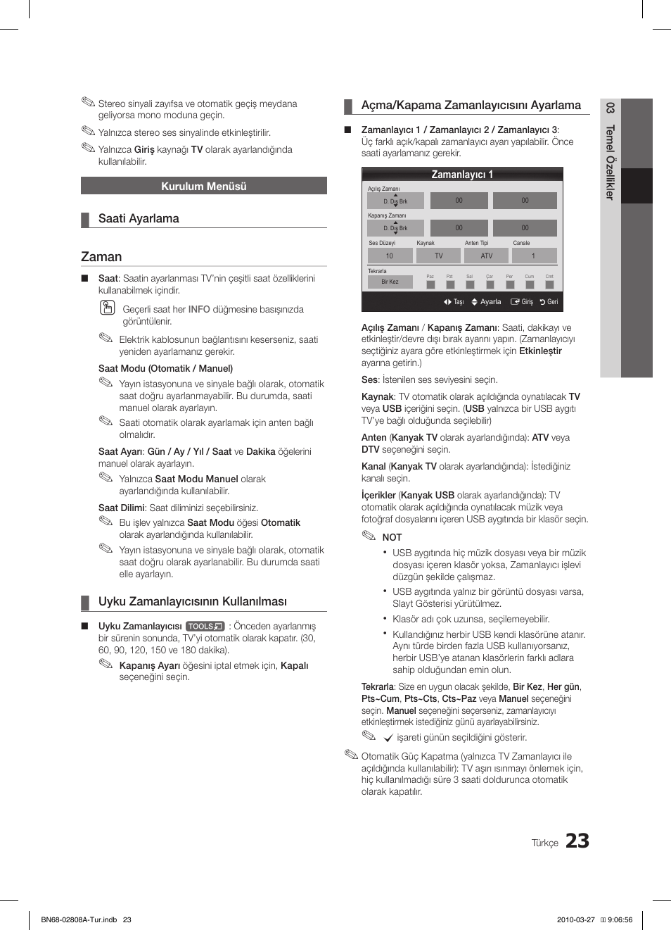 Zaman | Samsung LE46C750R2W User Manual | Page 328 / 368