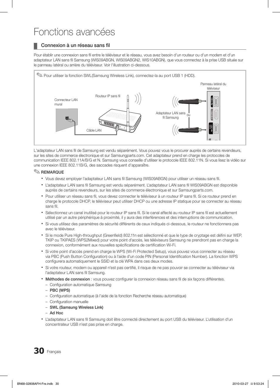 Fonctions avancées | Samsung LE46C750R2W User Manual | Page 91 / 368