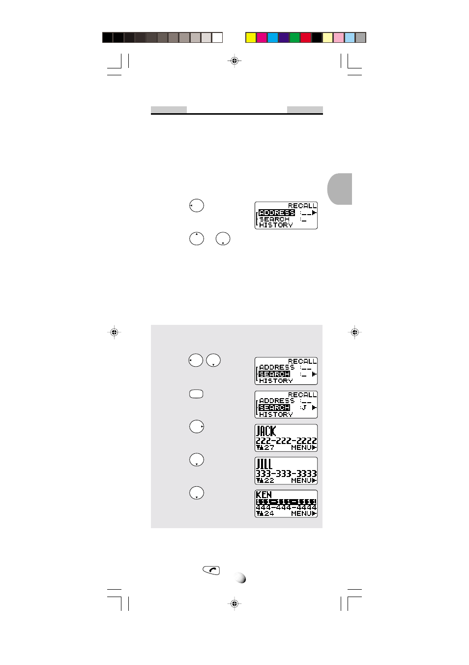 Phonebook recall, Phonebook address mode, Phonebook sort scroll mode | Audiovox CDM-4000 User Manual | Page 31 / 79