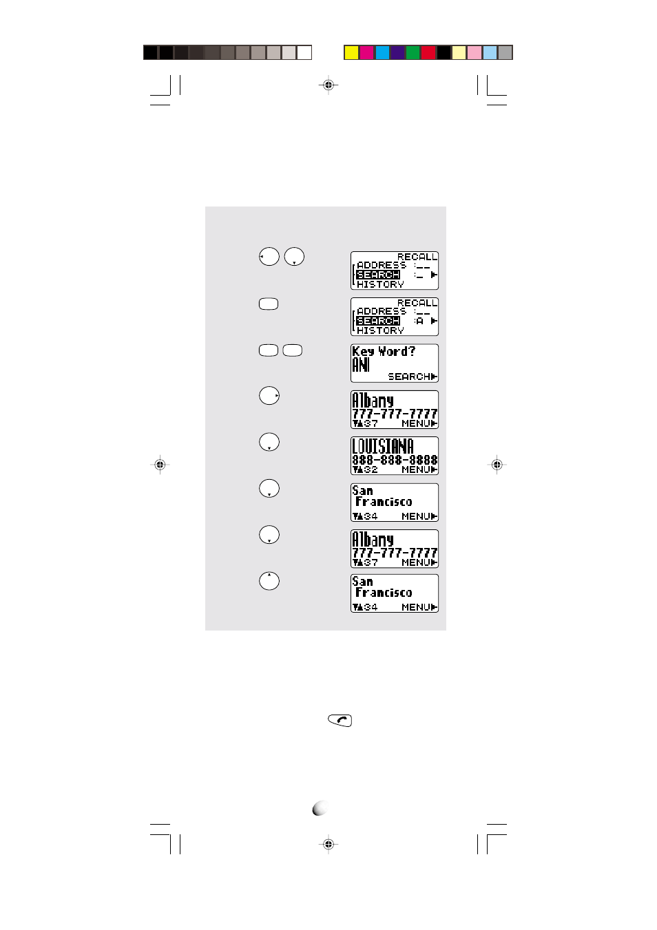 Phonebook key word search mode | Audiovox CDM-4000 User Manual | Page 32 / 79