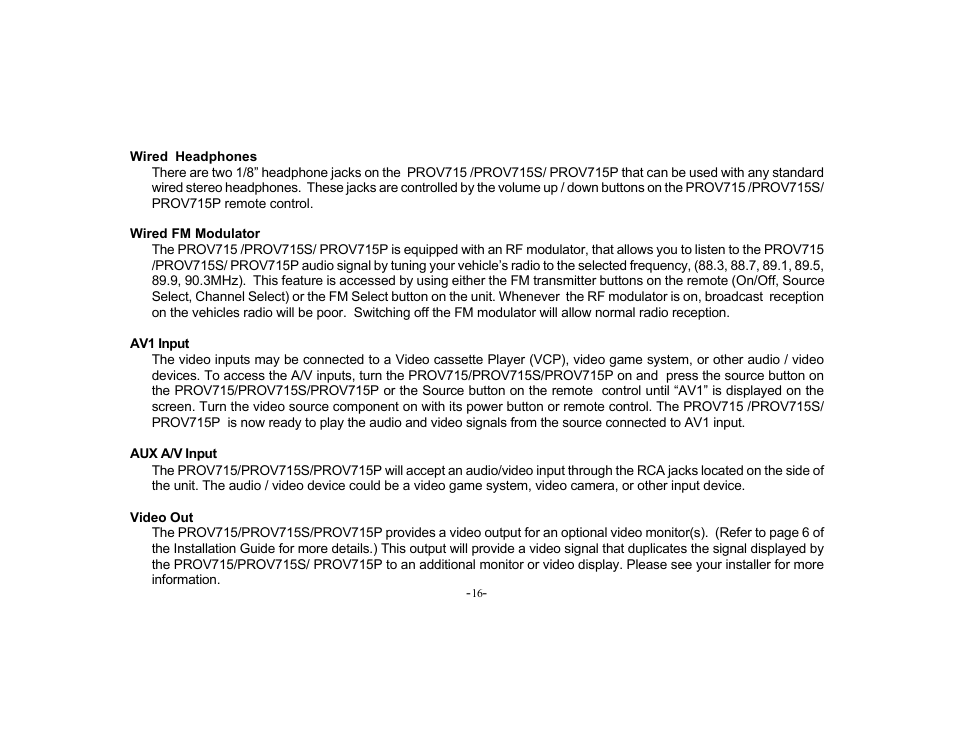 Audiovox PROV715S User Manual | Page 16 / 31