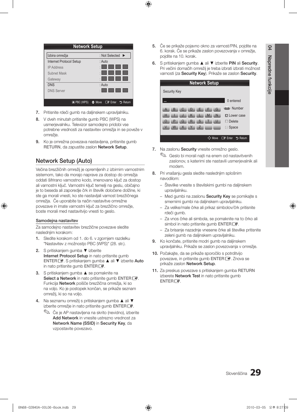 Network setup (auto) | Samsung UE40C6600UW User Manual | Page 269 / 362