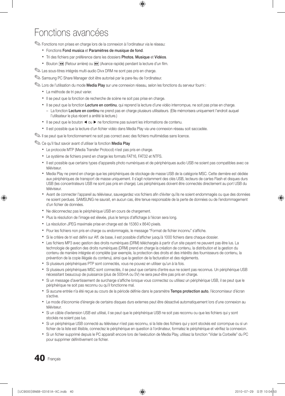 Fonctions avancées | Samsung UE46C9000ZW User Manual | Page 104 / 386