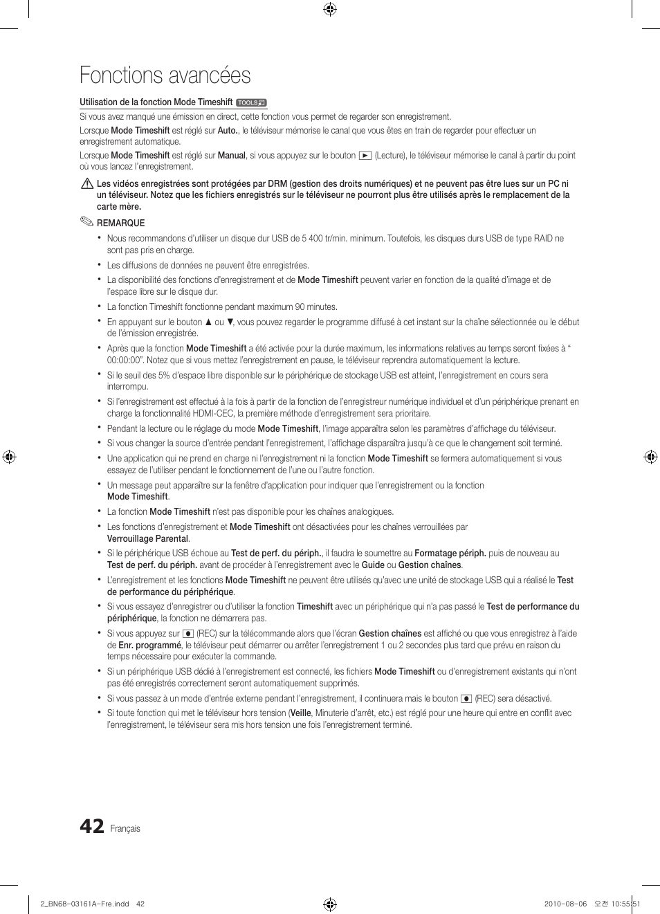 Fonctions avancées | Samsung UE46C9000ZW User Manual | Page 106 / 386
