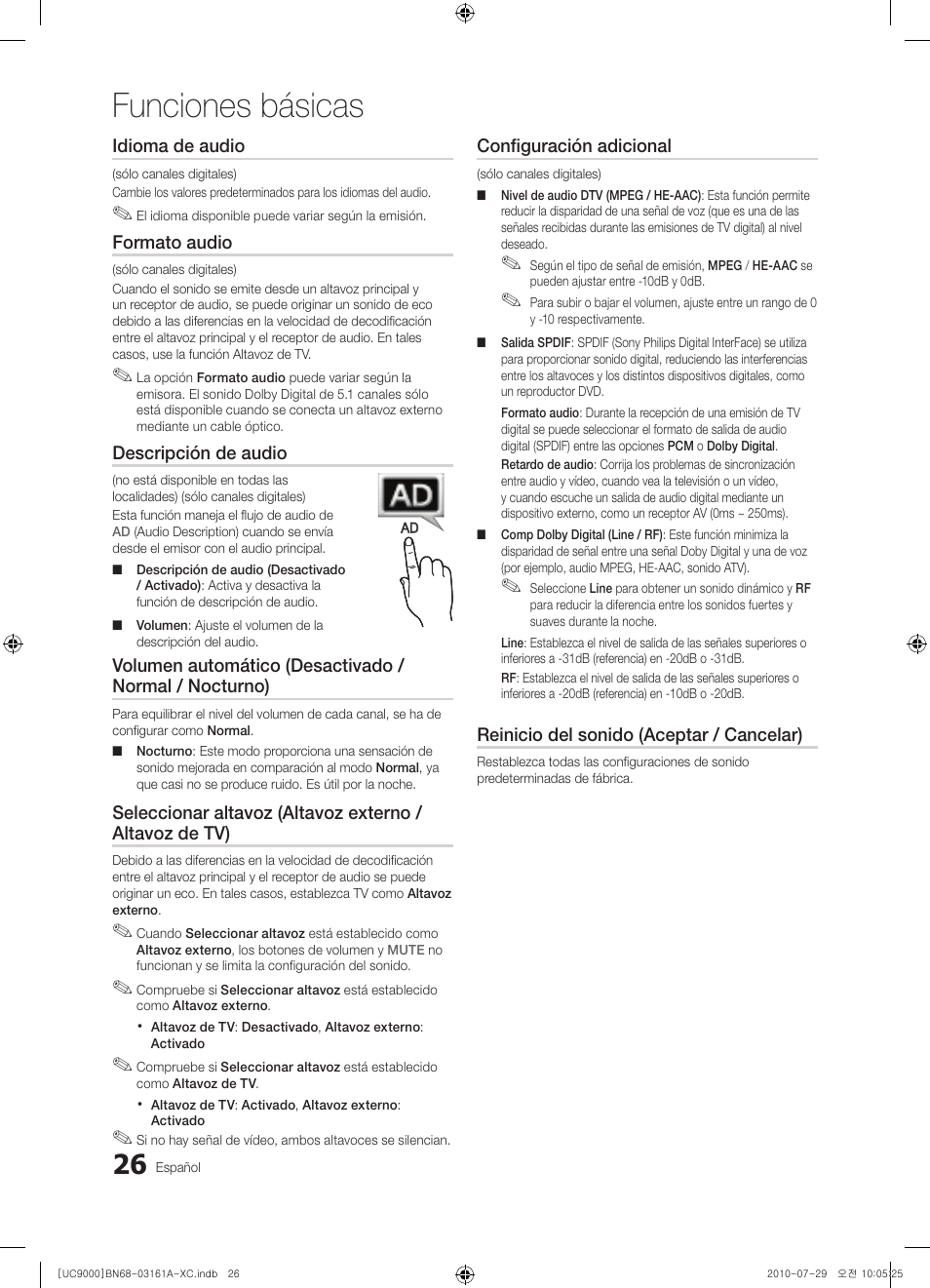 Funciones básicas | Samsung UE46C9000ZW User Manual | Page 154 / 386