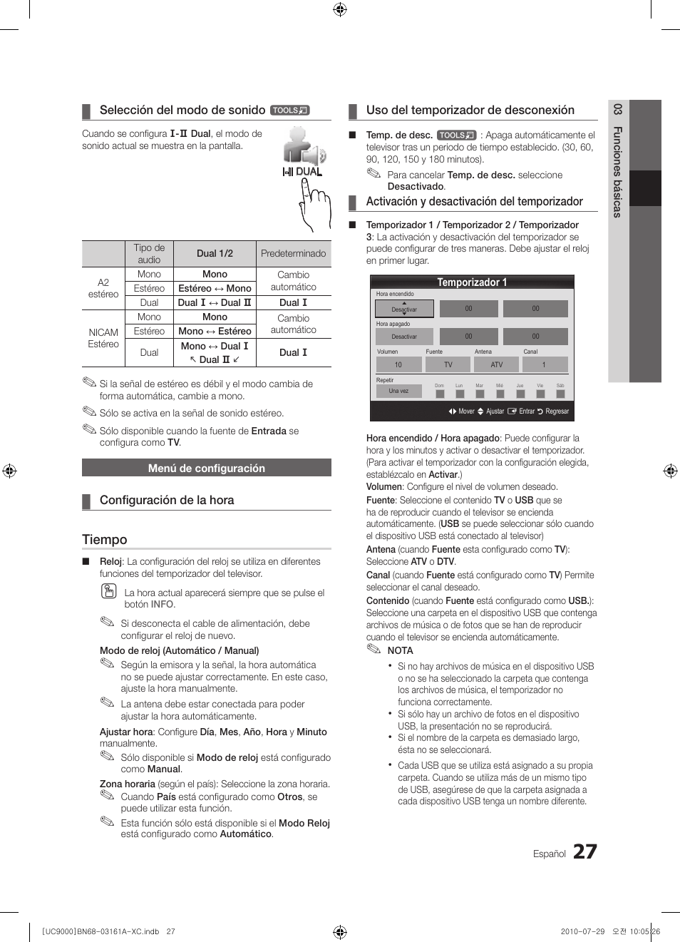 Tiempo | Samsung UE46C9000ZW User Manual | Page 155 / 386