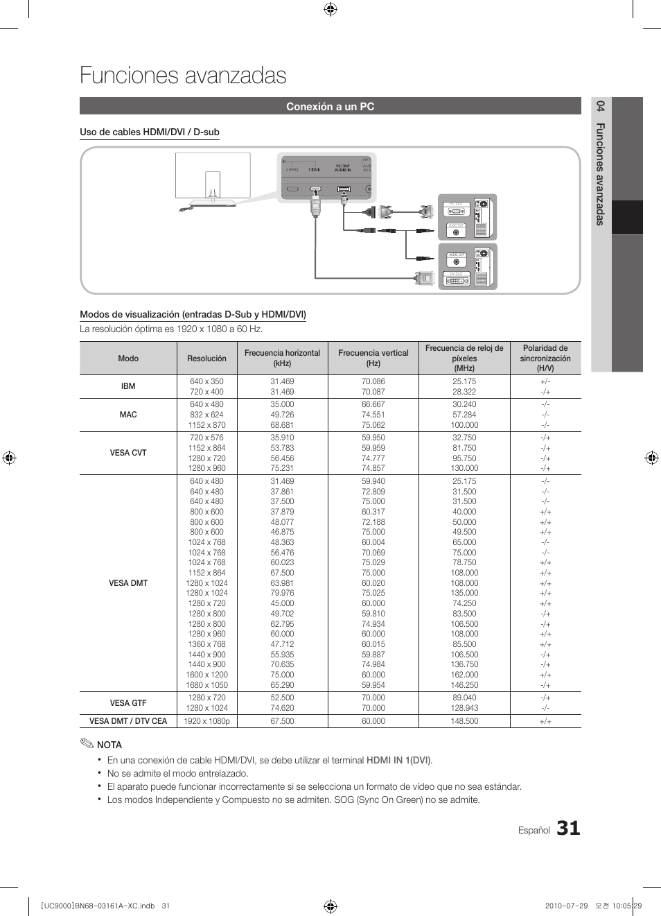 Funciones avanzadas | Samsung UE46C9000ZW User Manual | Page 159 / 386