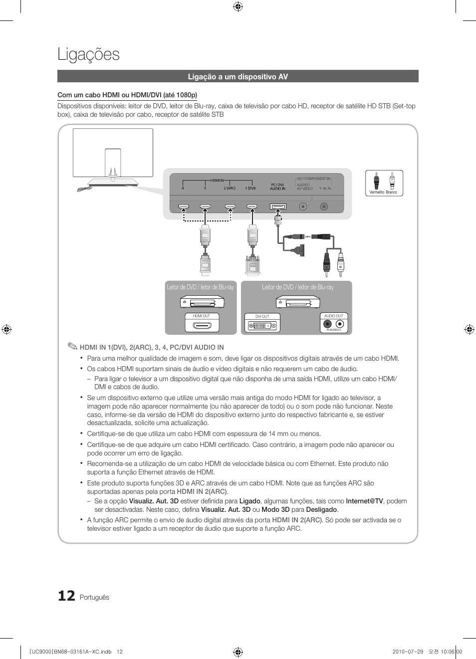 Ligações | Samsung UE46C9000ZW User Manual | Page 204 / 386