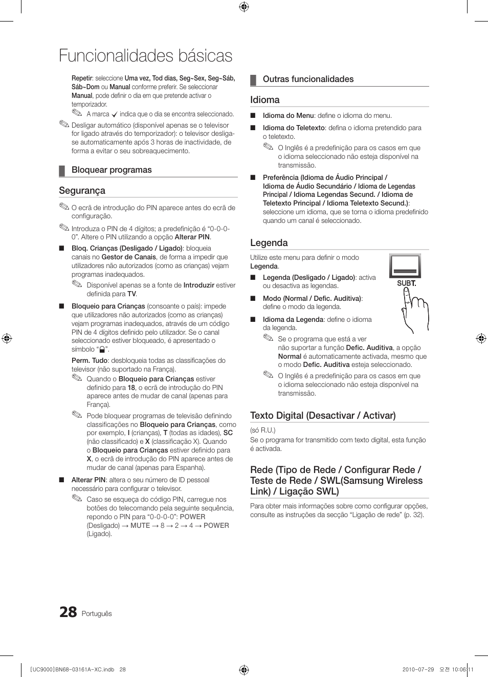 Funcionalidades básicas | Samsung UE46C9000ZW User Manual | Page 220 / 386