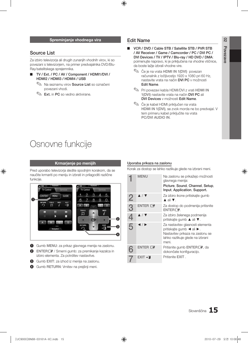 Osnovne funkcije, Source list, Edit name | Samsung UE46C9000ZW User Manual | Page 271 / 386