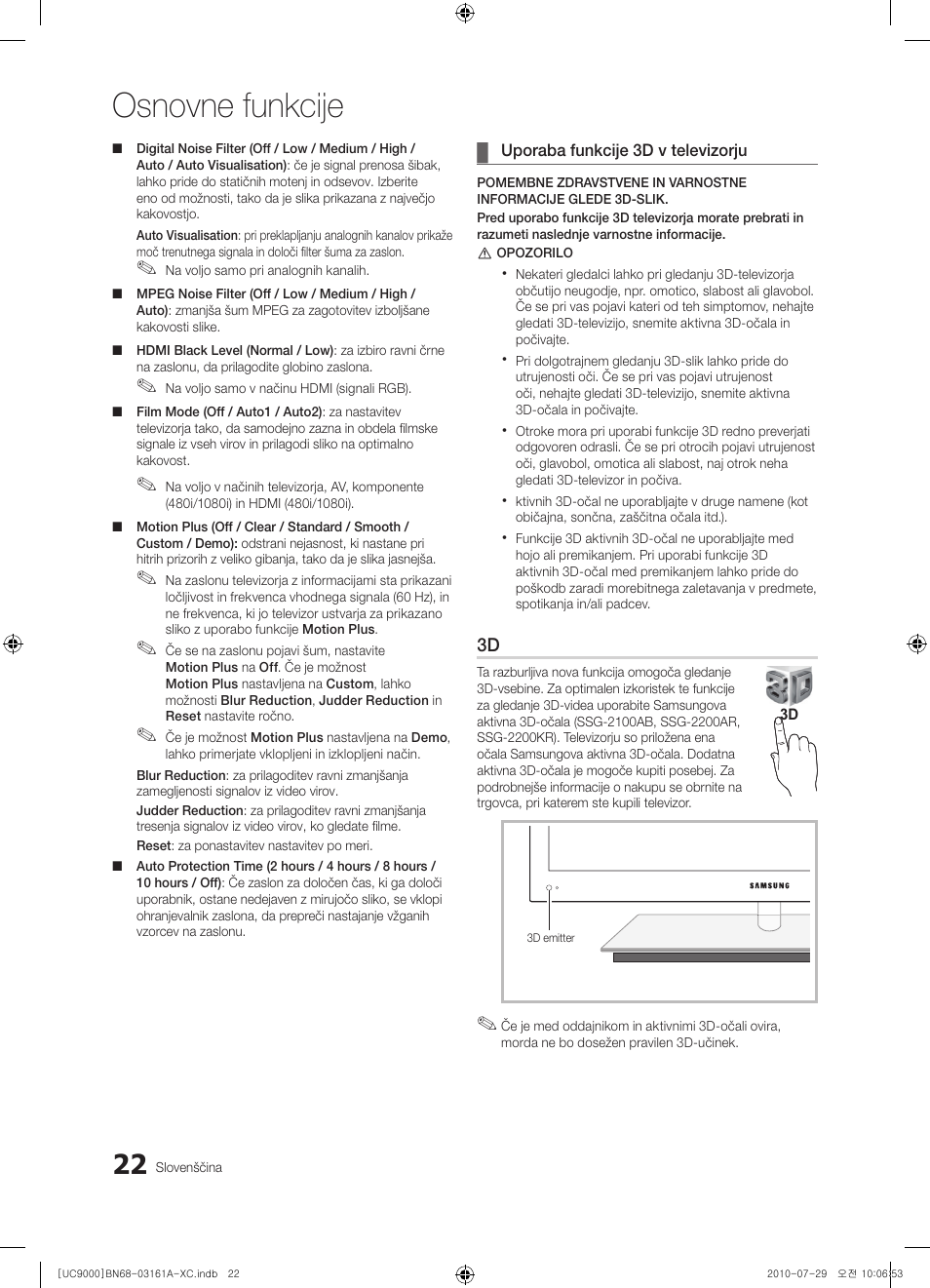 Osnovne funkcije | Samsung UE46C9000ZW User Manual | Page 278 / 386
