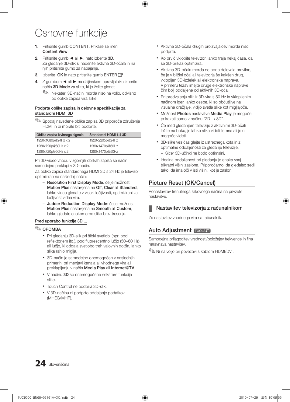 Osnovne funkcije | Samsung UE46C9000ZW User Manual | Page 280 / 386