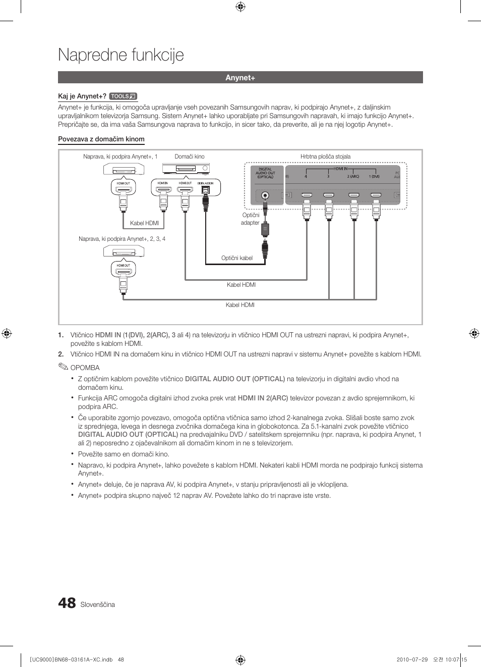 Napredne funkcije | Samsung UE46C9000ZW User Manual | Page 304 / 386