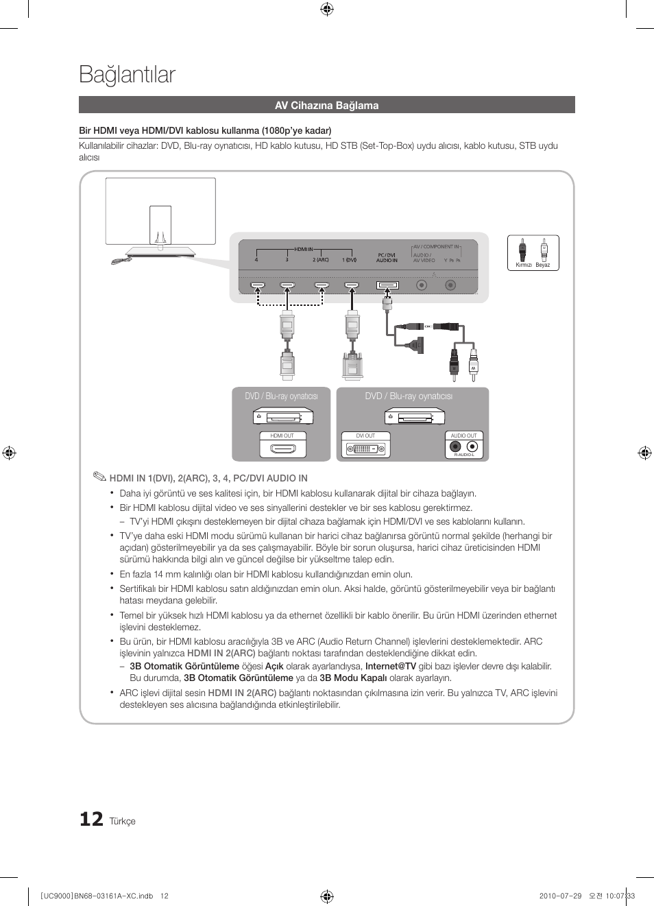 Bağlantılar | Samsung UE46C9000ZW User Manual | Page 332 / 386