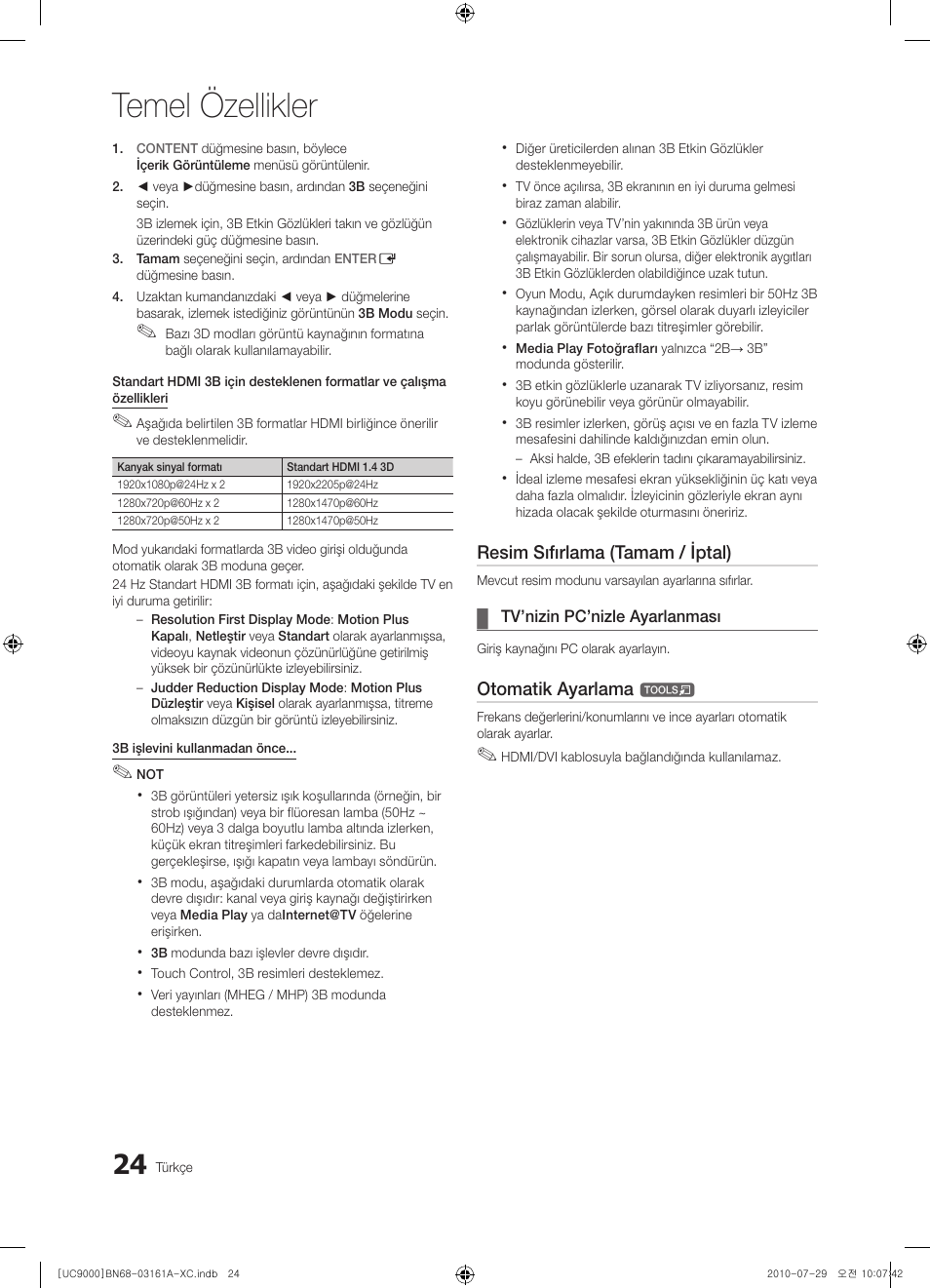 Temel özellikler | Samsung UE46C9000ZW User Manual | Page 344 / 386