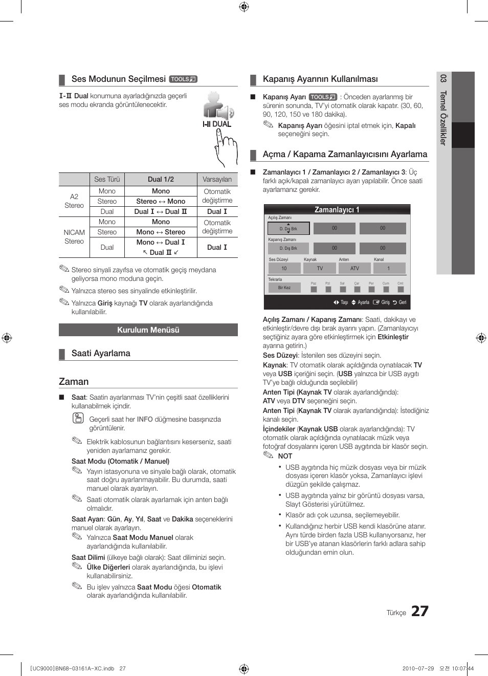 Zaman | Samsung UE46C9000ZW User Manual | Page 347 / 386