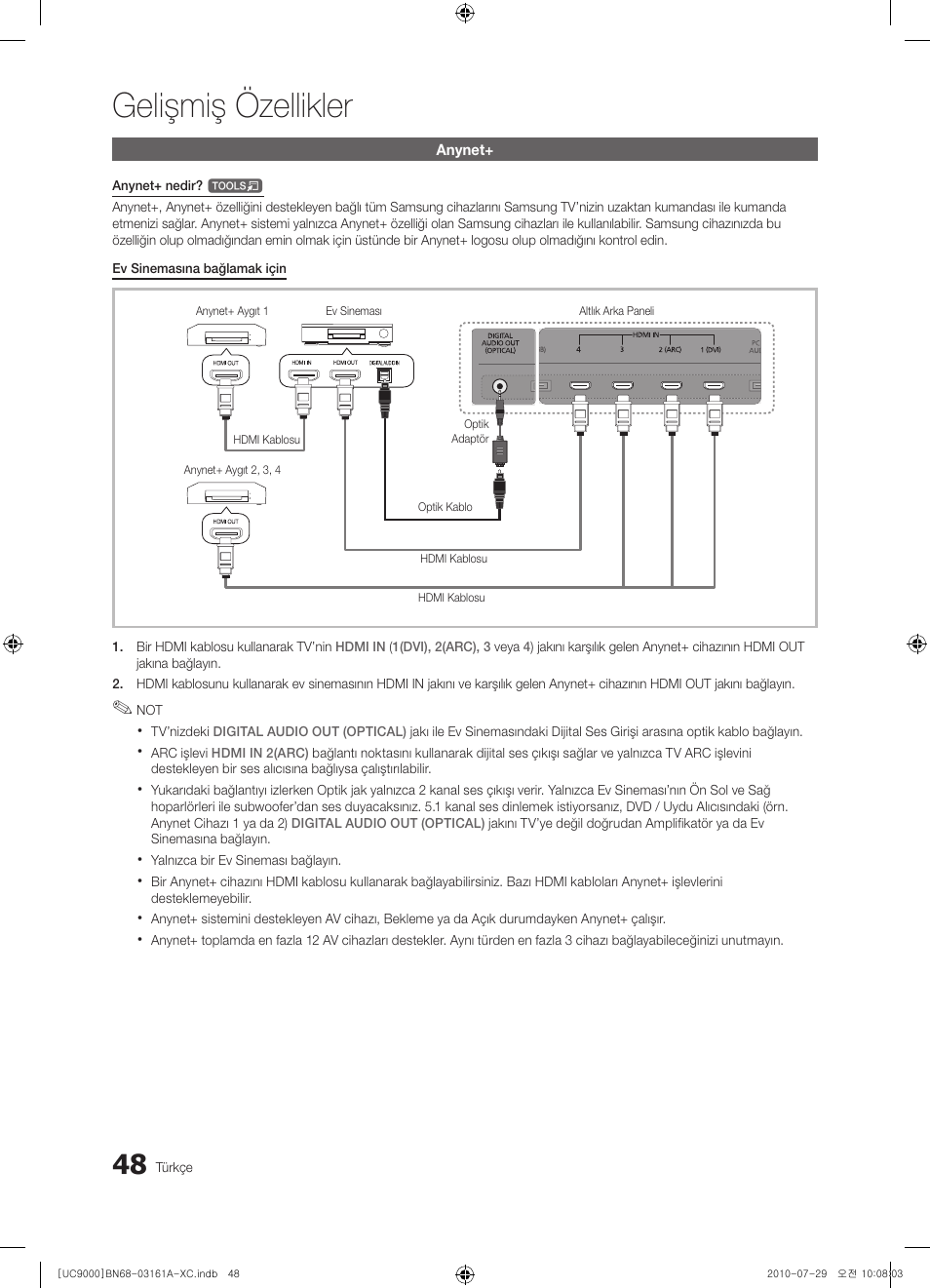 Gelişmiş özellikler | Samsung UE46C9000ZW User Manual | Page 368 / 386